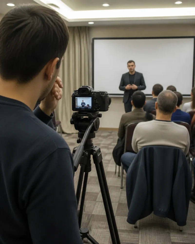 Video ekipa snima poslovnu prezentaciju